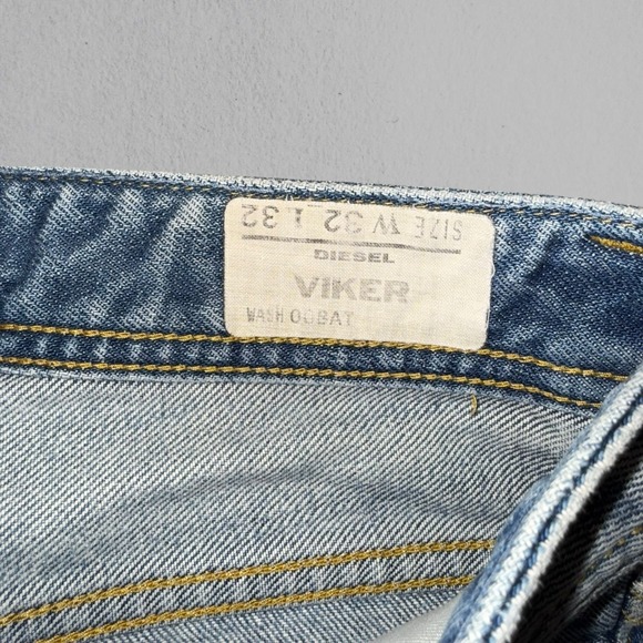 Diesel Viker Jeans‎ Mens 32x32 Light Wash Straight Leg Thrashed Fits 32x34 008AT - Picture 13 of 16